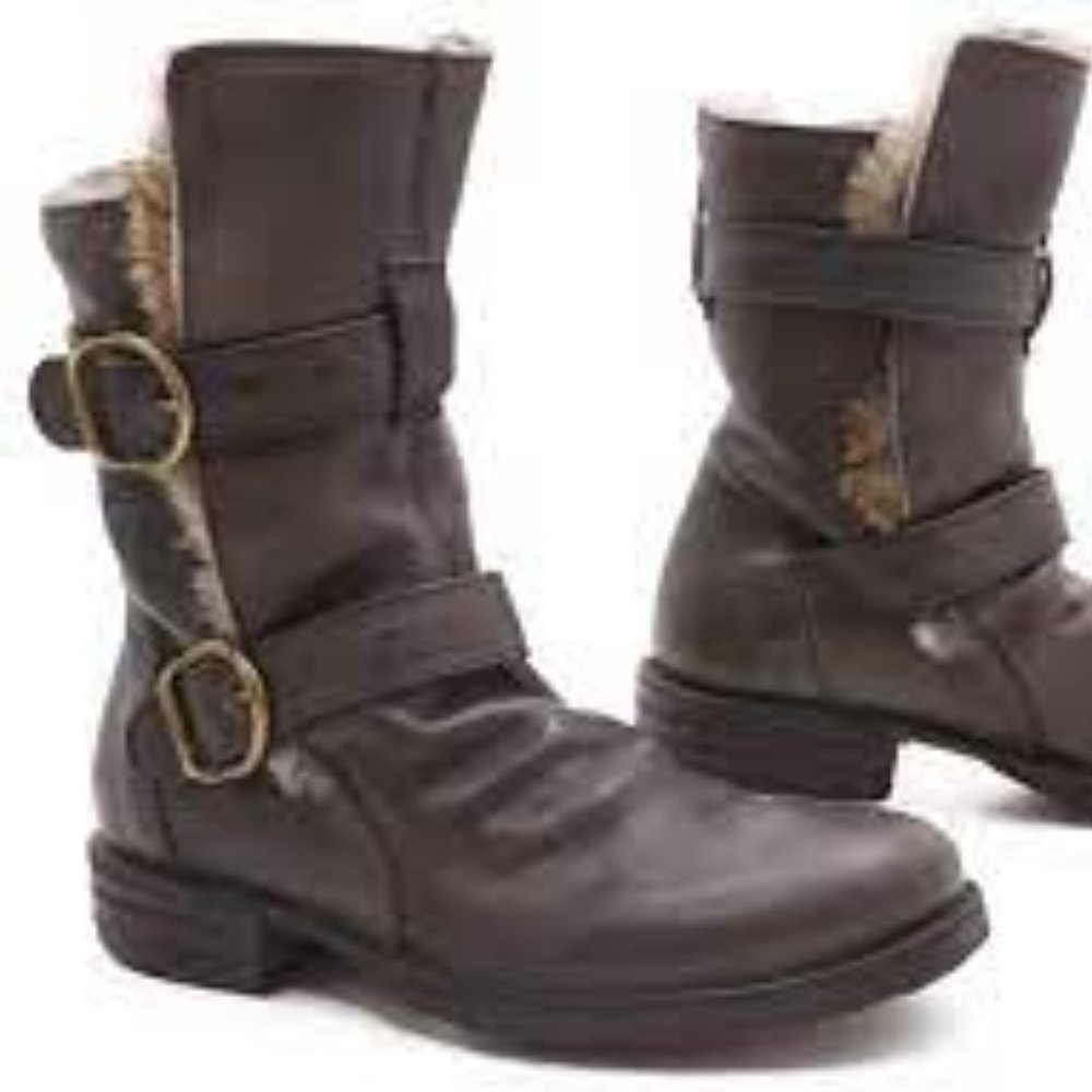 Brown Fiorentini + Baker Fur Booties Size 38